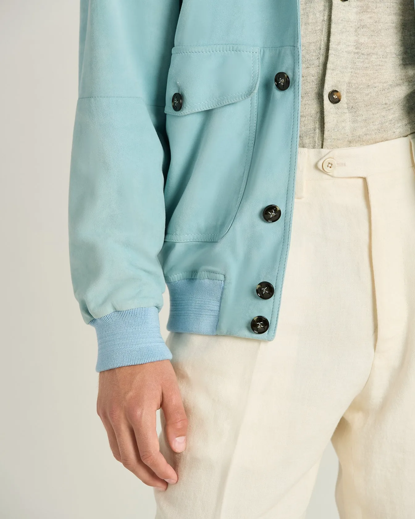 SUEDE JACKET IN AZURE LAMBSKIN sold by Kiton product image thumbnail 4