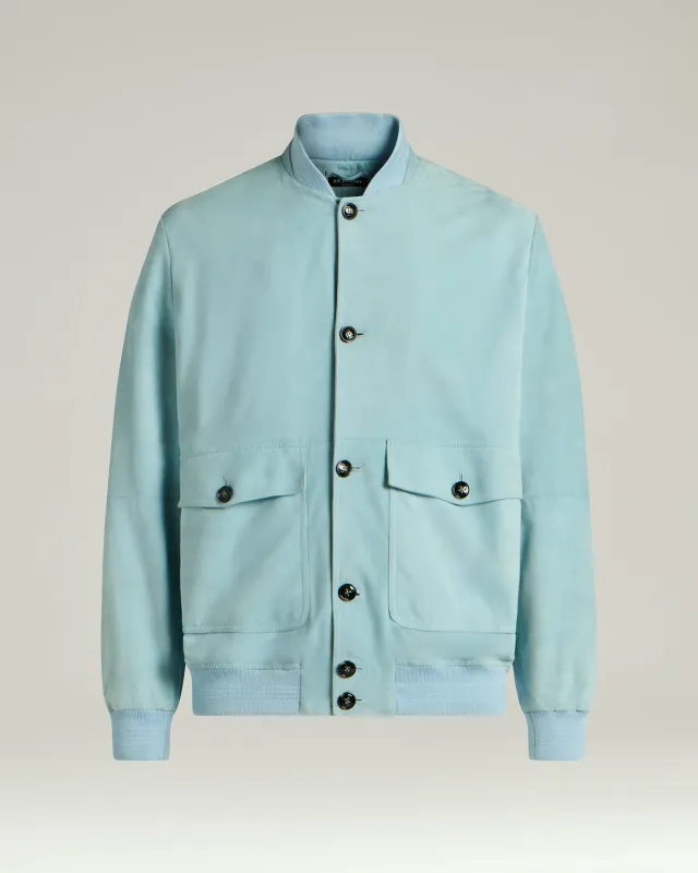 SUEDE JACKET IN AZURE LAMBSKIN sold by Kiton