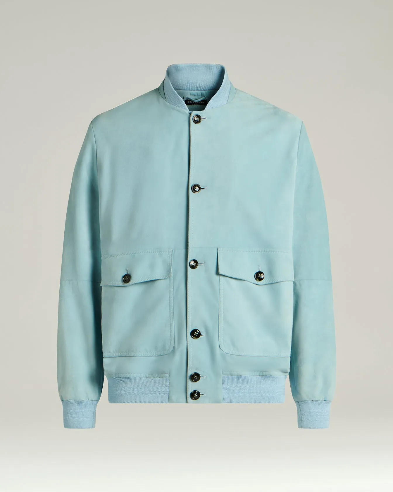 SUEDE JACKET IN AZURE LAMBSKIN sold by Kiton