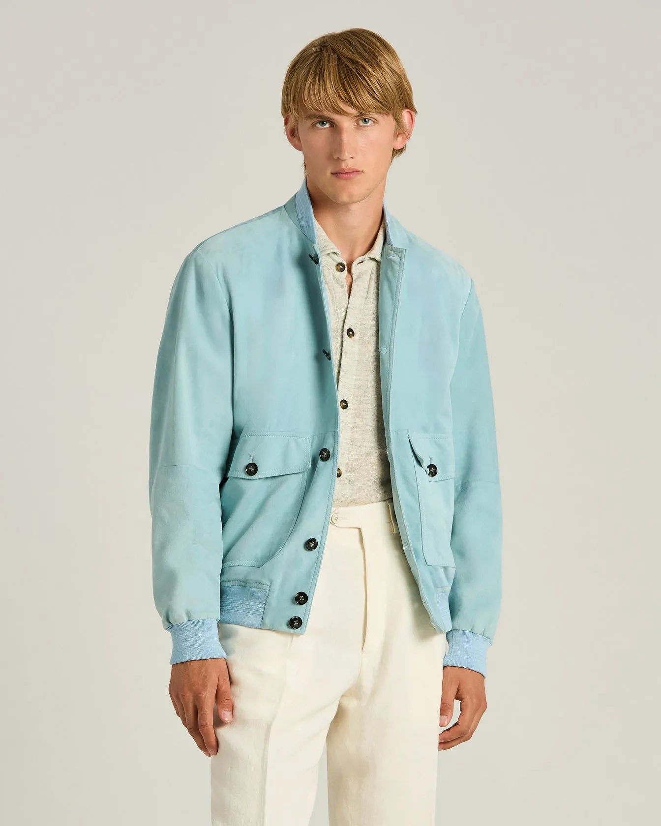 SUEDE JACKET IN AZURE LAMBSKIN sold by Kiton product image thumbnail 2