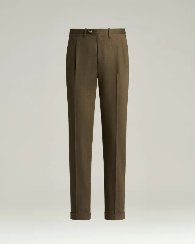 TAILORED LINEN AND WOOL TROUSERS made by Kiton