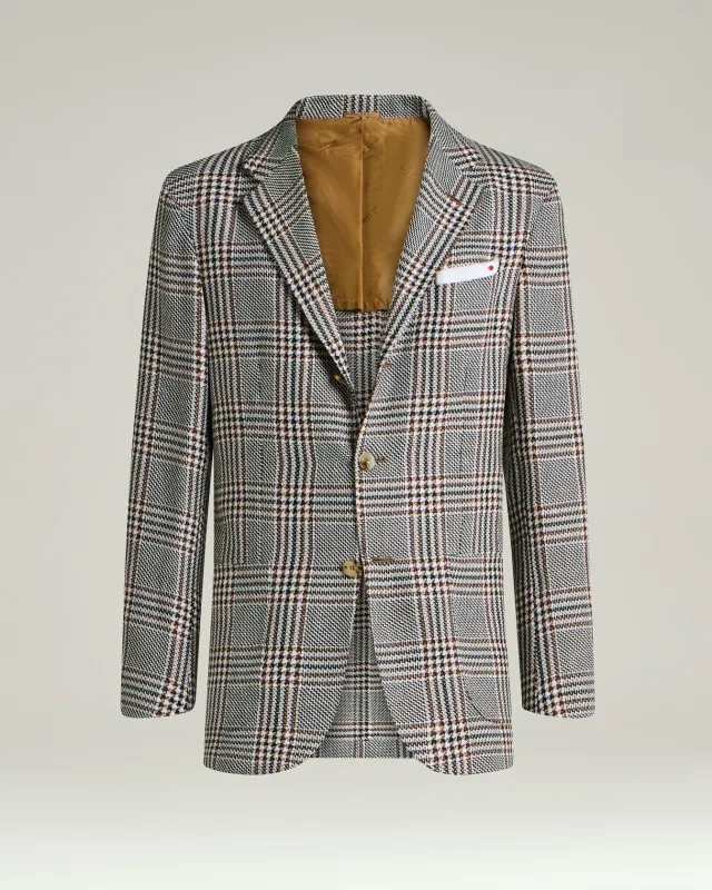 CASHMERE AND LINEN TAILORED CHECKED JACKET made by Kiton