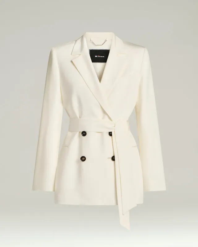 SILK SATIN DOUBLE-BREASTED JACKET made by Kiton