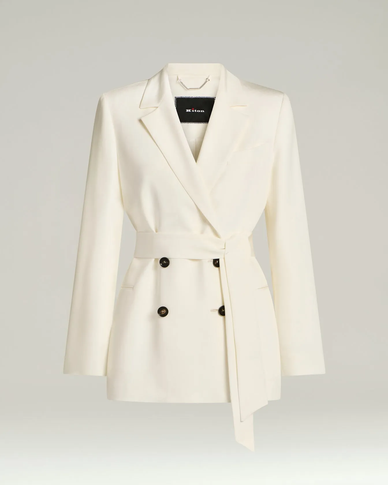 SILK SATIN DOUBLE-BREASTED JACKET sold by Kiton