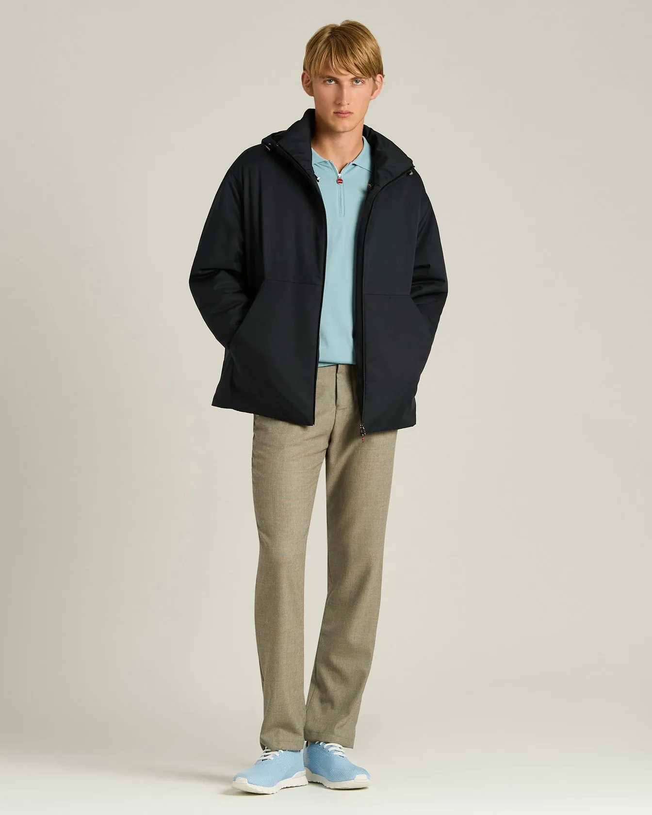 HOODED TECHNICAL FABRIC JACKET IN NAVY BLUE sold by Kiton product image thumbnail 5