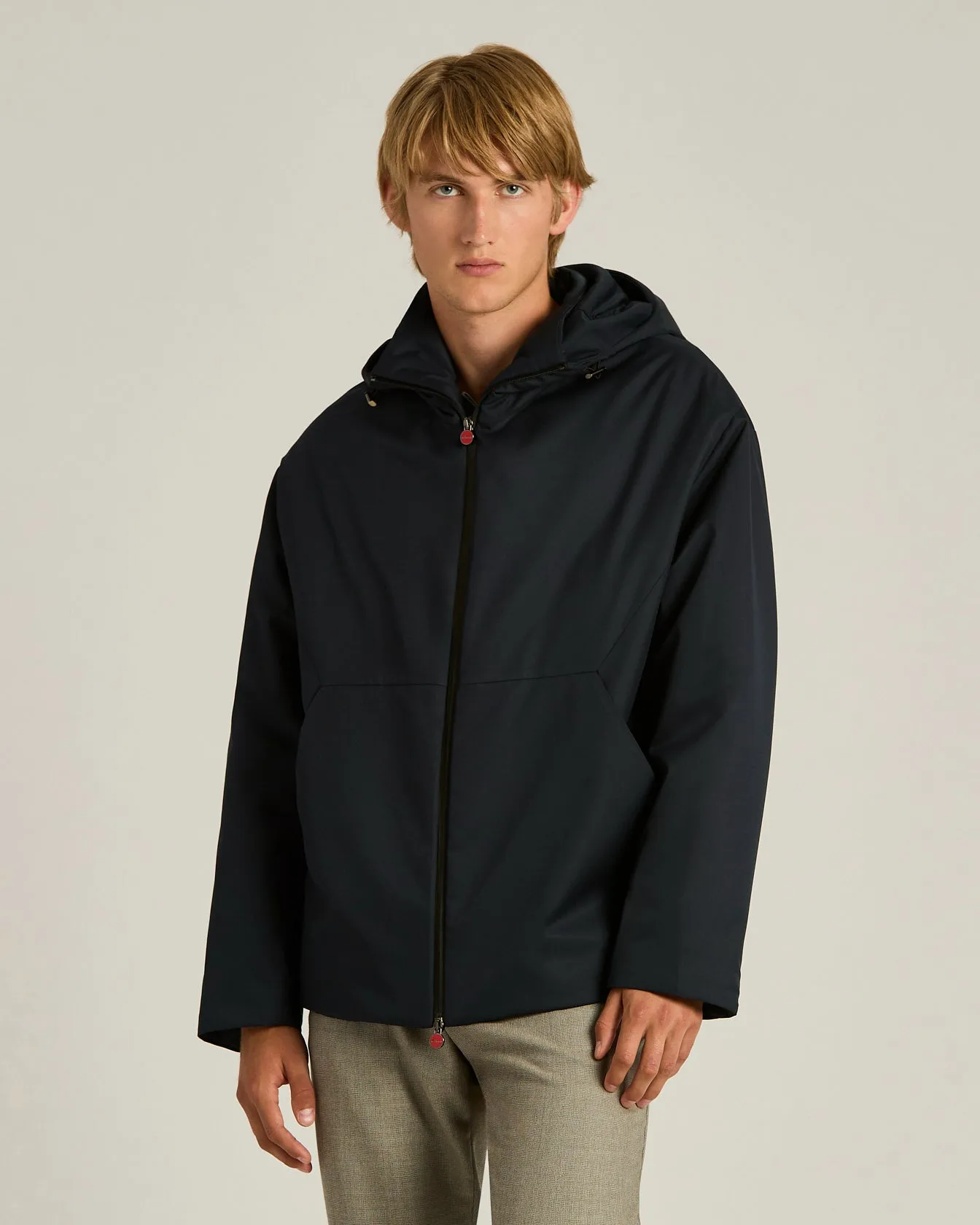 HOODED TECHNICAL FABRIC JACKET IN NAVY BLUE sold by Kiton product image thumbnail 2