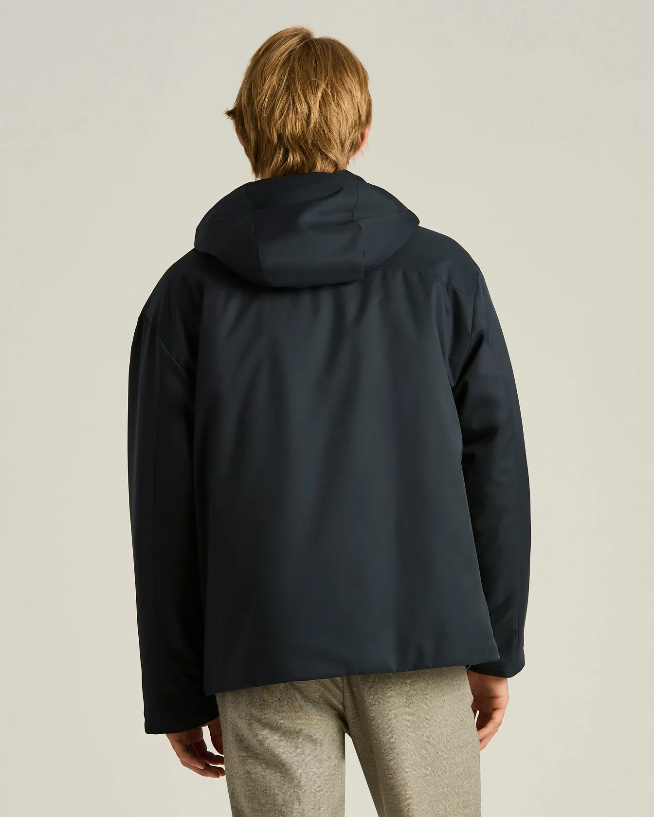 HOODED TECHNICAL FABRIC JACKET IN NAVY BLUE sold by Kiton product image thumbnail 3
