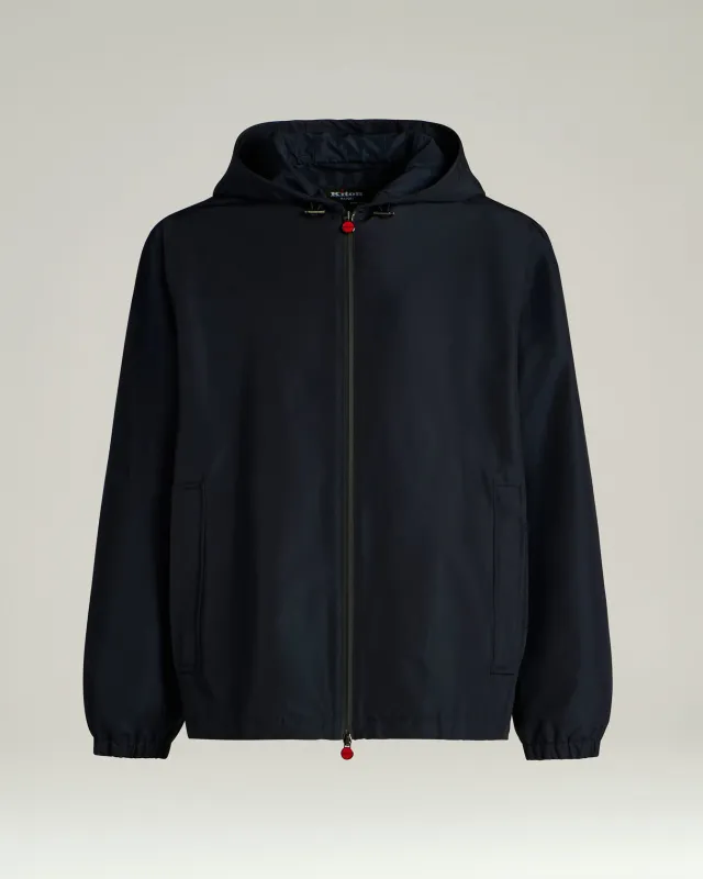HOODED TECHNICAL FABRIC JACKET IN NAVY BLUE made by Kiton