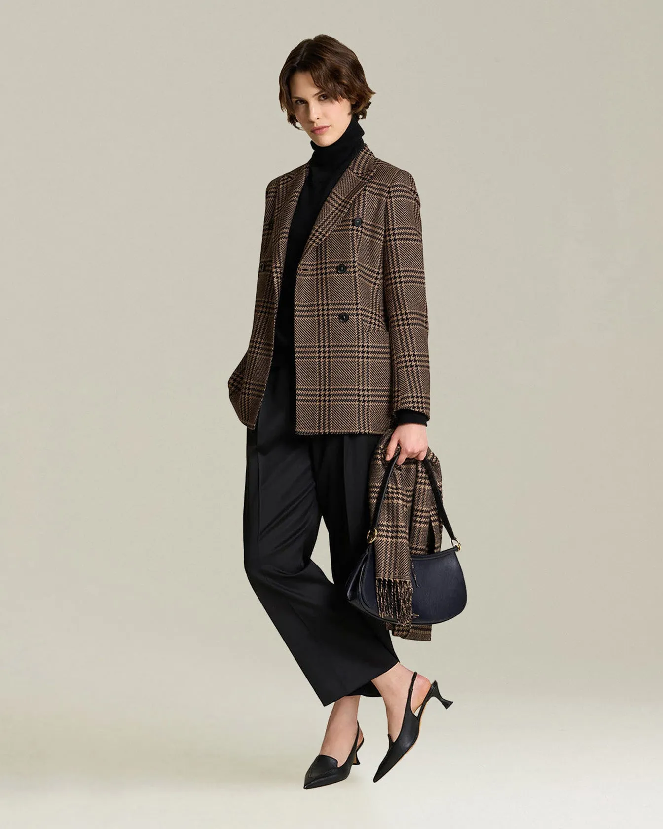 GLEN PLAID SILK AND CASHMERE SCARF sold by Kiton product image thumbnail 3