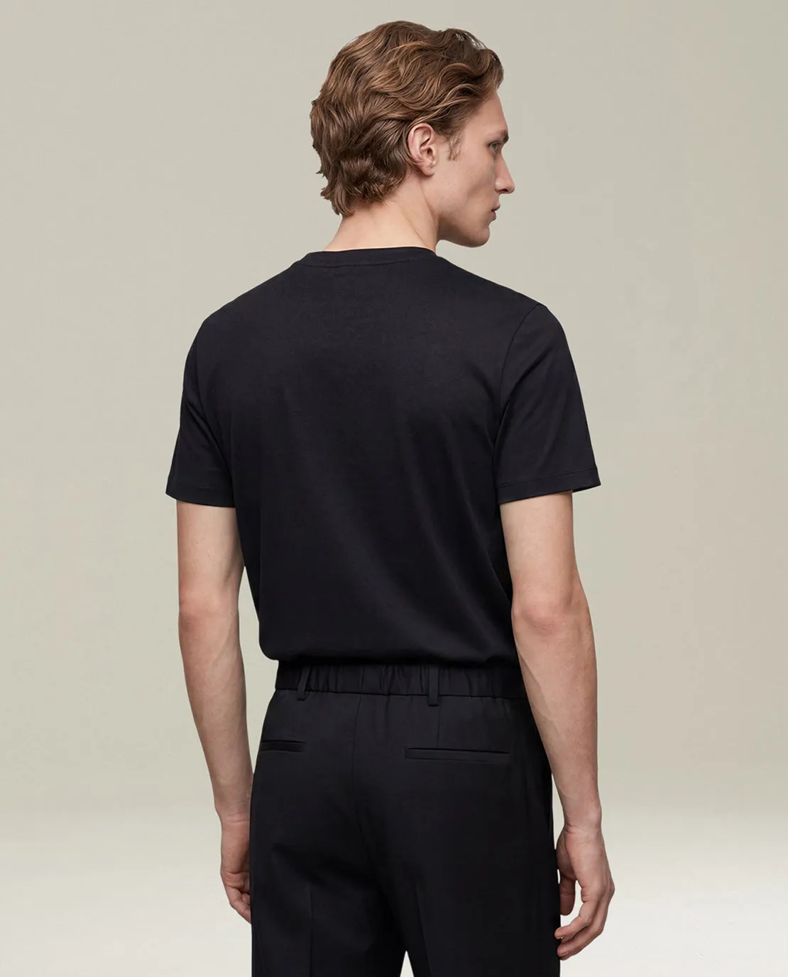 BLACK COTTON CREW-NECK T-SHIRT sold by Kiton product image thumbnail 3