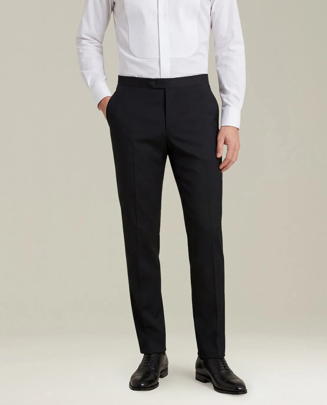 BLACK 14-MICRON WOOL TUXEDO WITH SATIN PEAK LAPELS sold by Kiton product image thumbnail 4