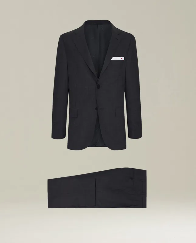 CHARCOAL GREY 14-MICRON WOOL SUIT WITH NATURAL SHOULDERS made by Kiton