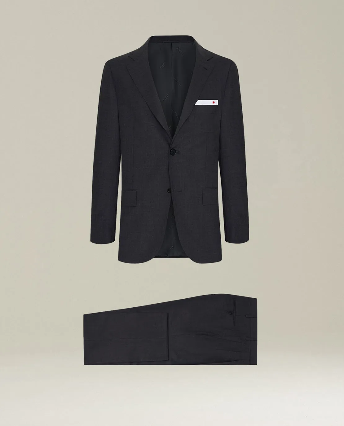 CHARCOAL GREY 14-MICRON WOOL SUIT WITH NATURAL SHOULDERS sold by Kiton