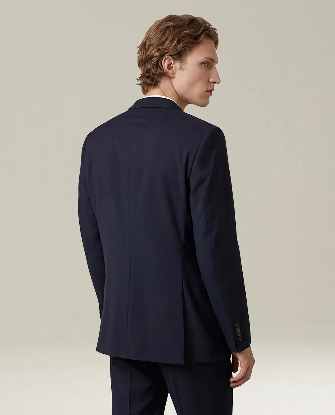 NAVY BLUE 14-MICRON WOOL SUIT WITH NATURAL SHOULDERS sold by Kiton product image thumbnail 3
