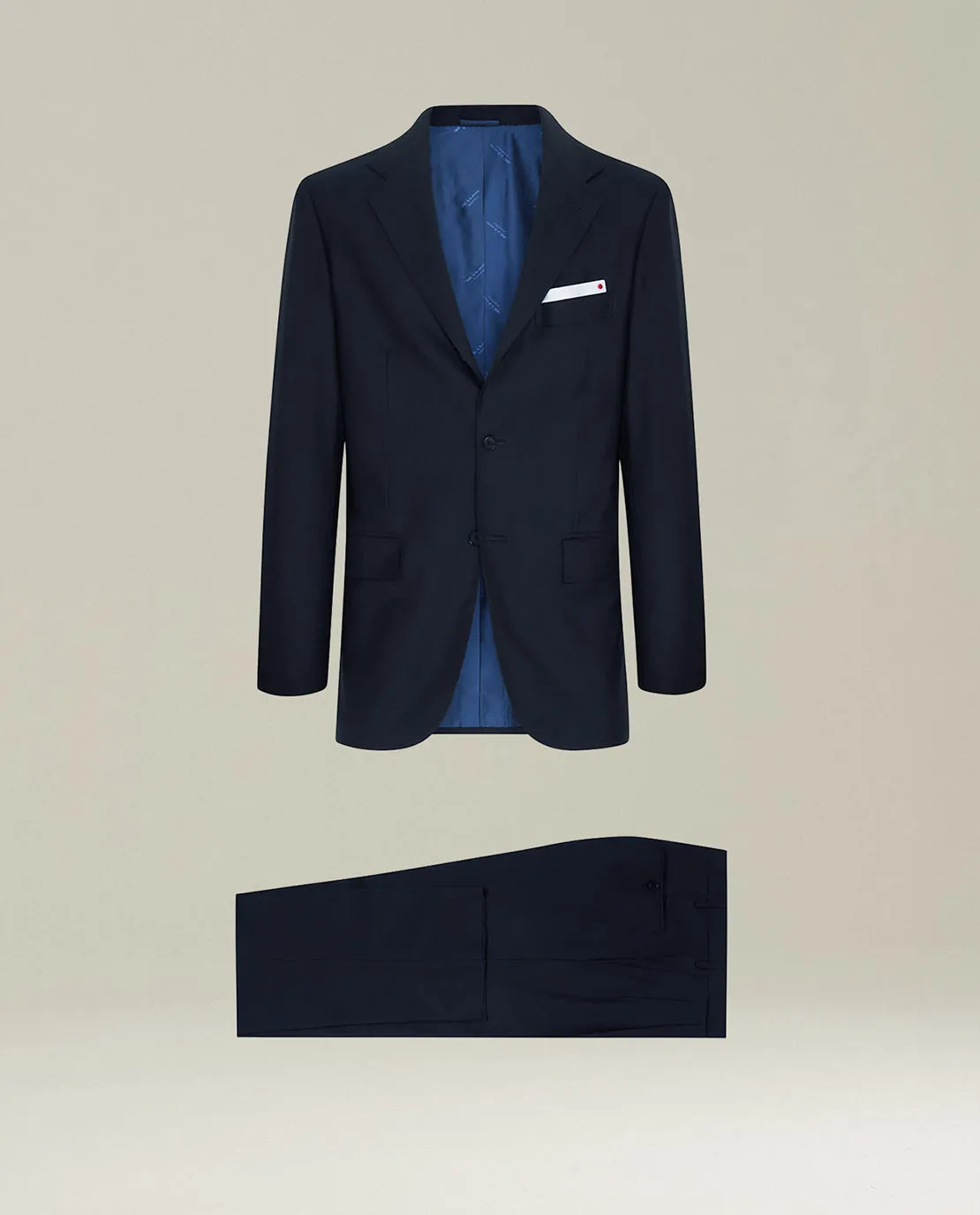 NAVY BLUE 14-MICRON WOOL SUIT WITH NATURAL SHOULDERS sold by Kiton