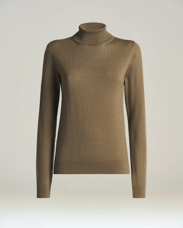 TAUPE CASHMERE TURTLENECK SWEATER made by Kiton