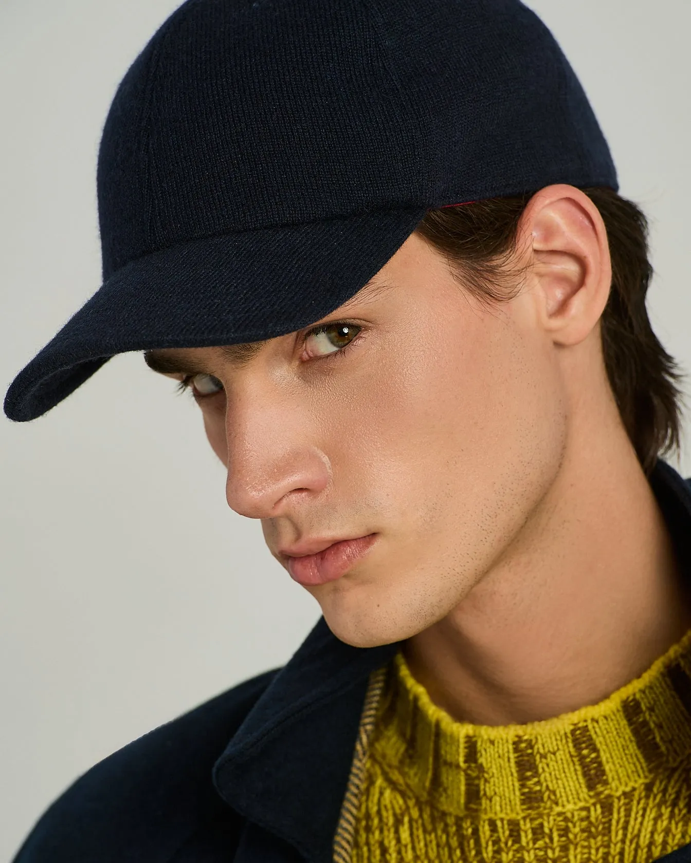 CASHMERE AND SILK BASEBALL CAP WITH LEATHER DETAILS sold by Kiton product image thumbnail 4