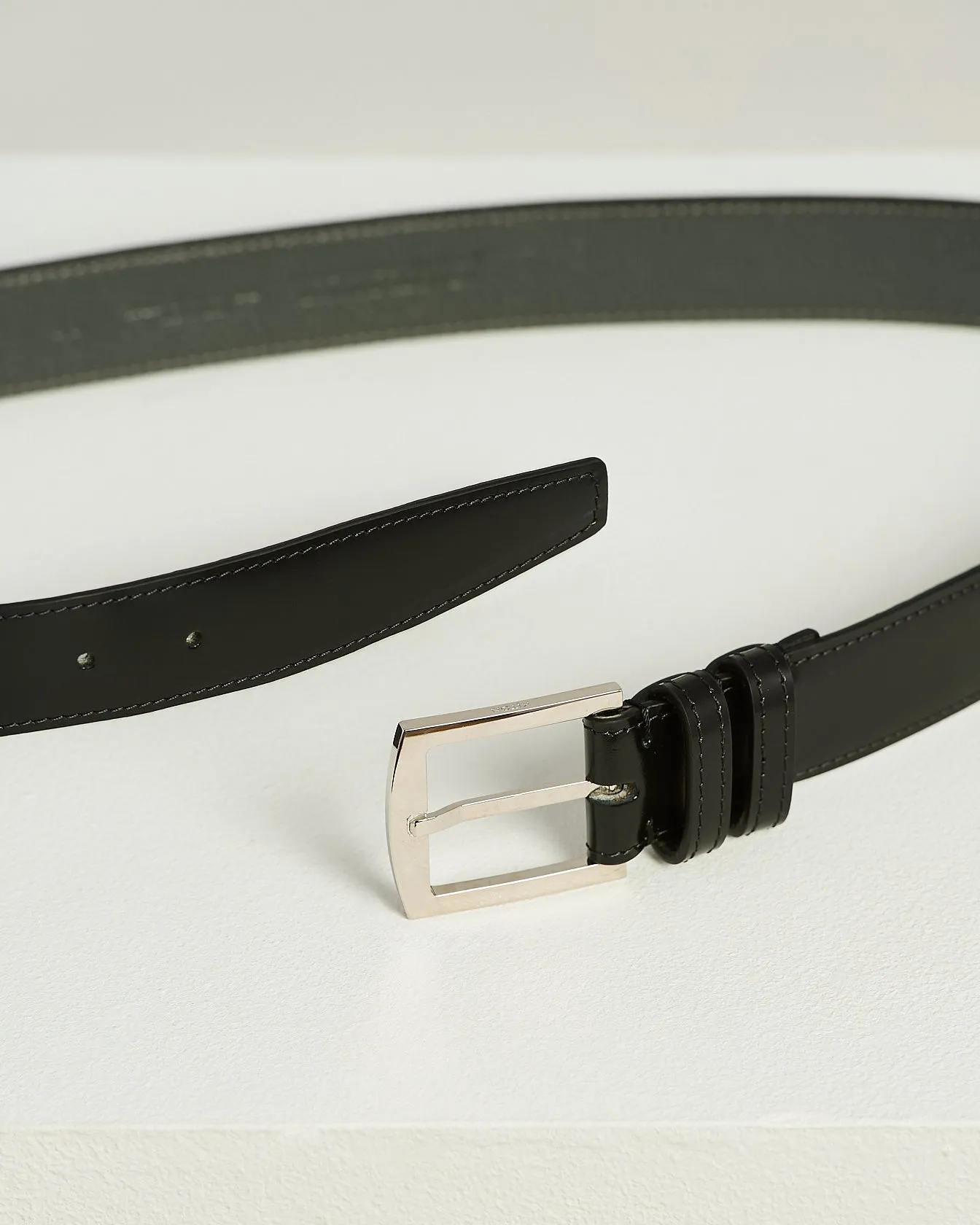 BLACK CALFSKIN BELT WITH POLISHED BUCKLE sold by Kiton product image thumbnail 2