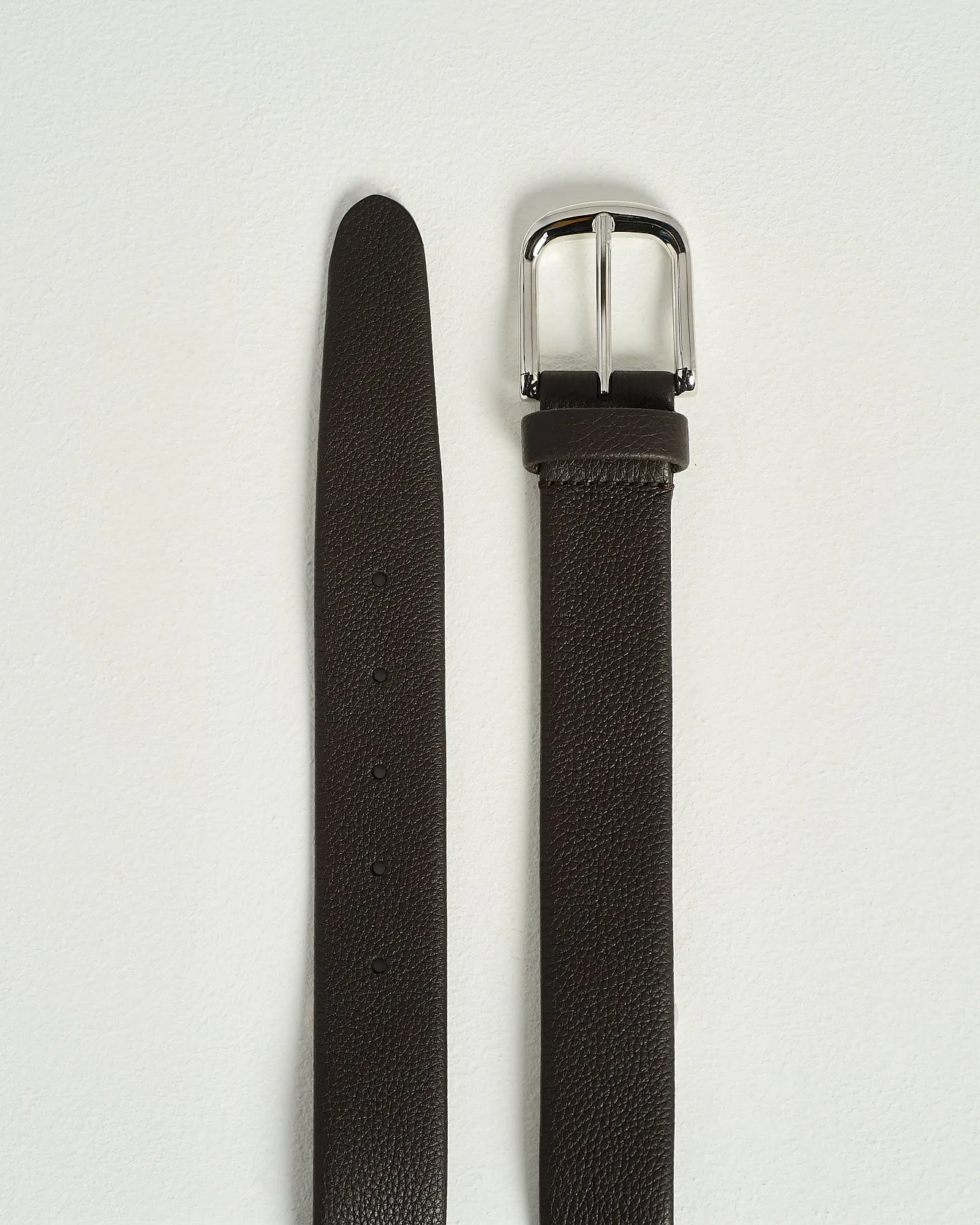 DARK BROWN GRAINED LEATHER BELT WITH POLISHED BUCKLE sold by Kiton product image thumbnail 3