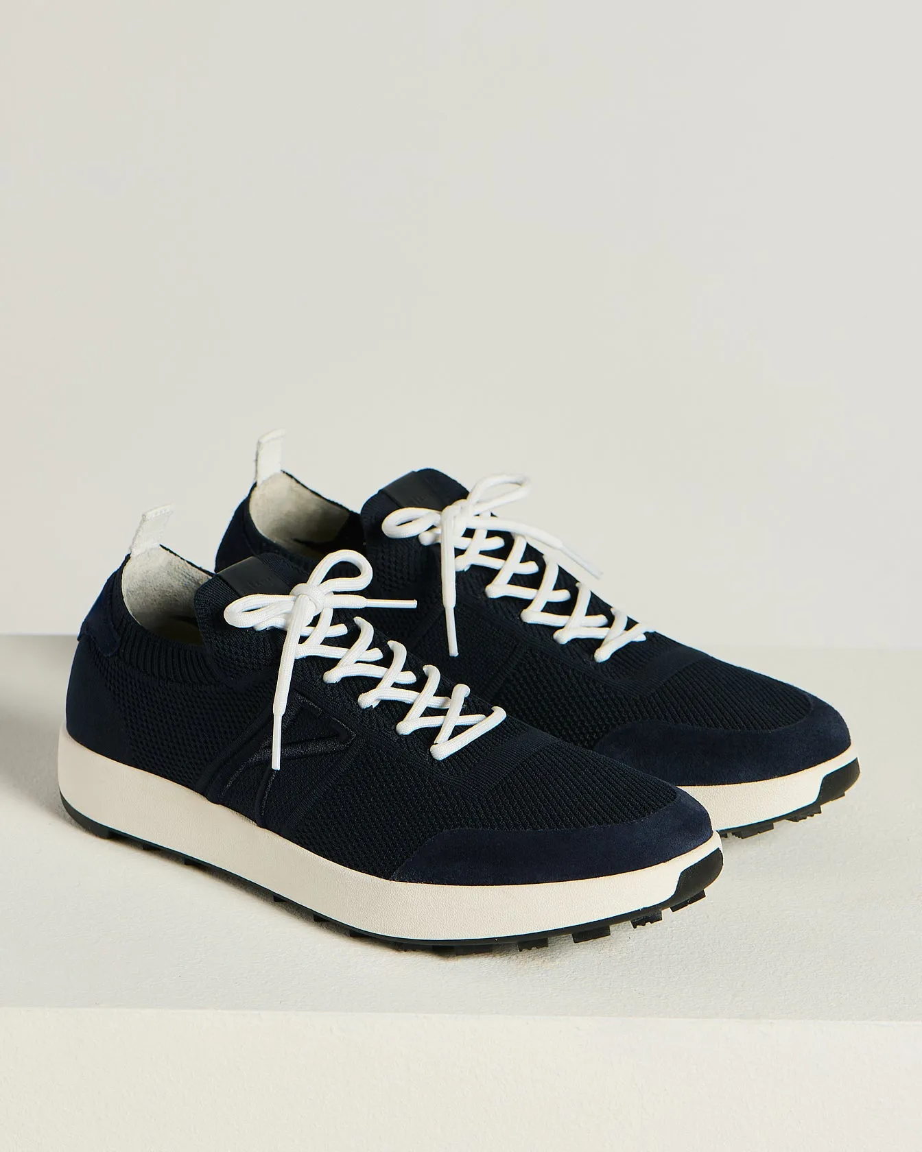 BLUE COTTON KNIT AND LEATHER SNEAKERS sold by Kiton product image thumbnail 2