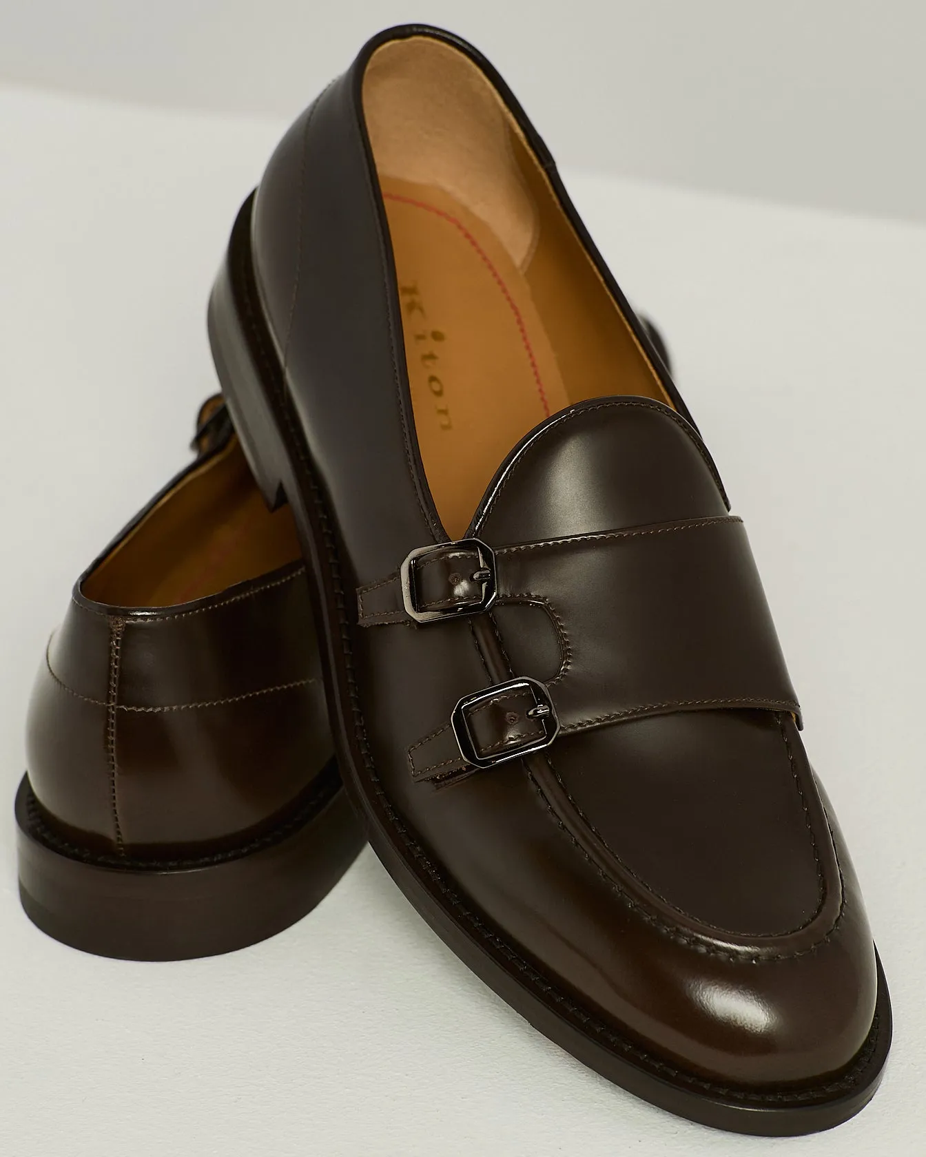 BRUSHED CALFSKIN DOUBLE MONK STRAP LOAFERS sold by Kiton product image thumbnail 4