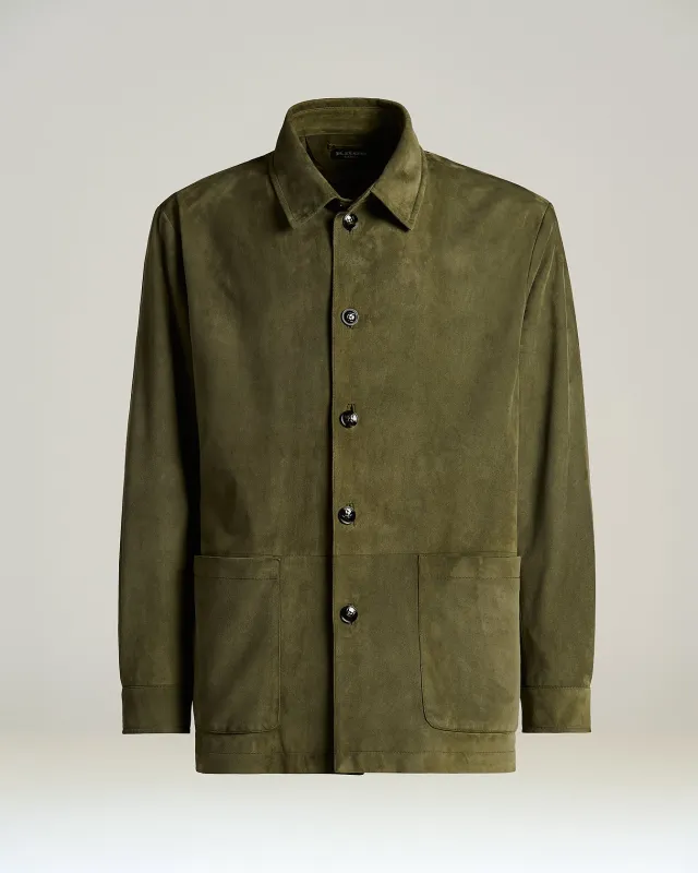 SUEDE LEATHER JACKET WITH CLEAN LINES made by Kiton