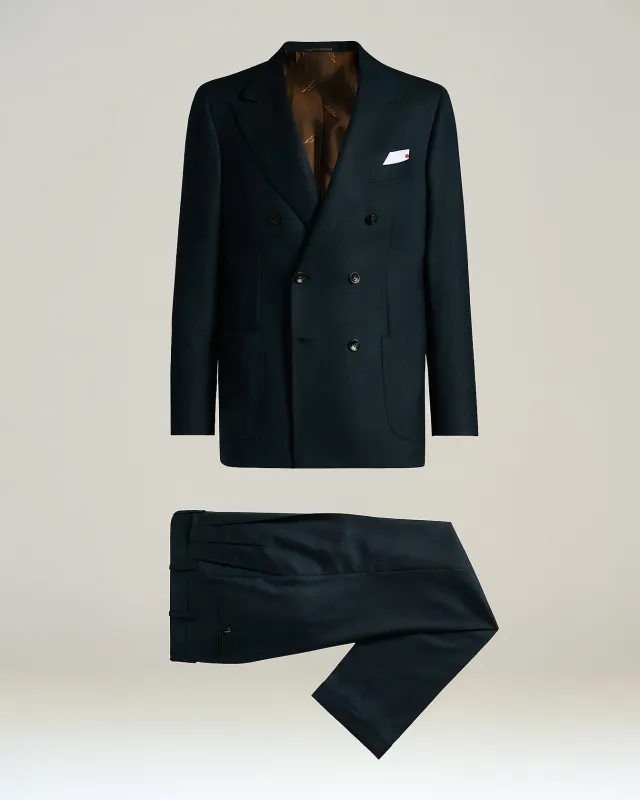 DOUBLE-BREASTED SUIT IN FINE WOOL BLEND made by Kiton