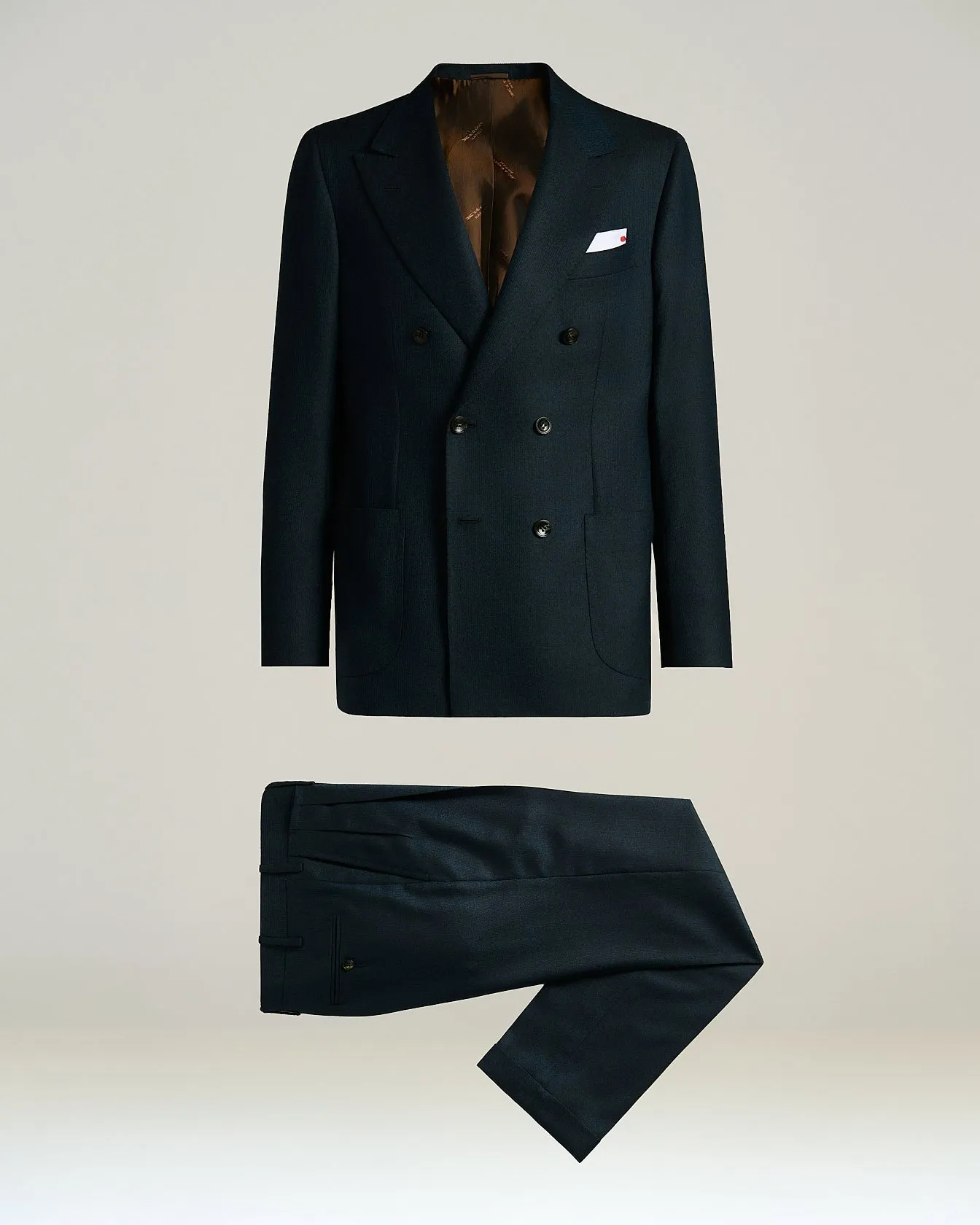 DOUBLE-BREASTED SUIT IN FINE WOOL BLEND sold by Kiton