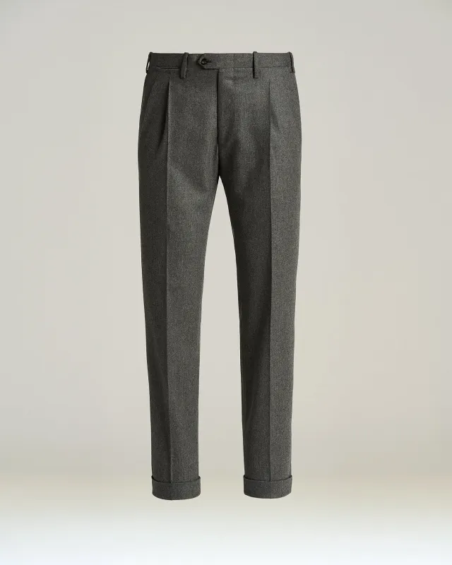 MEDIUM-GRAY WOOL TROUSERS WITH FRONT PLEATS made by Kiton