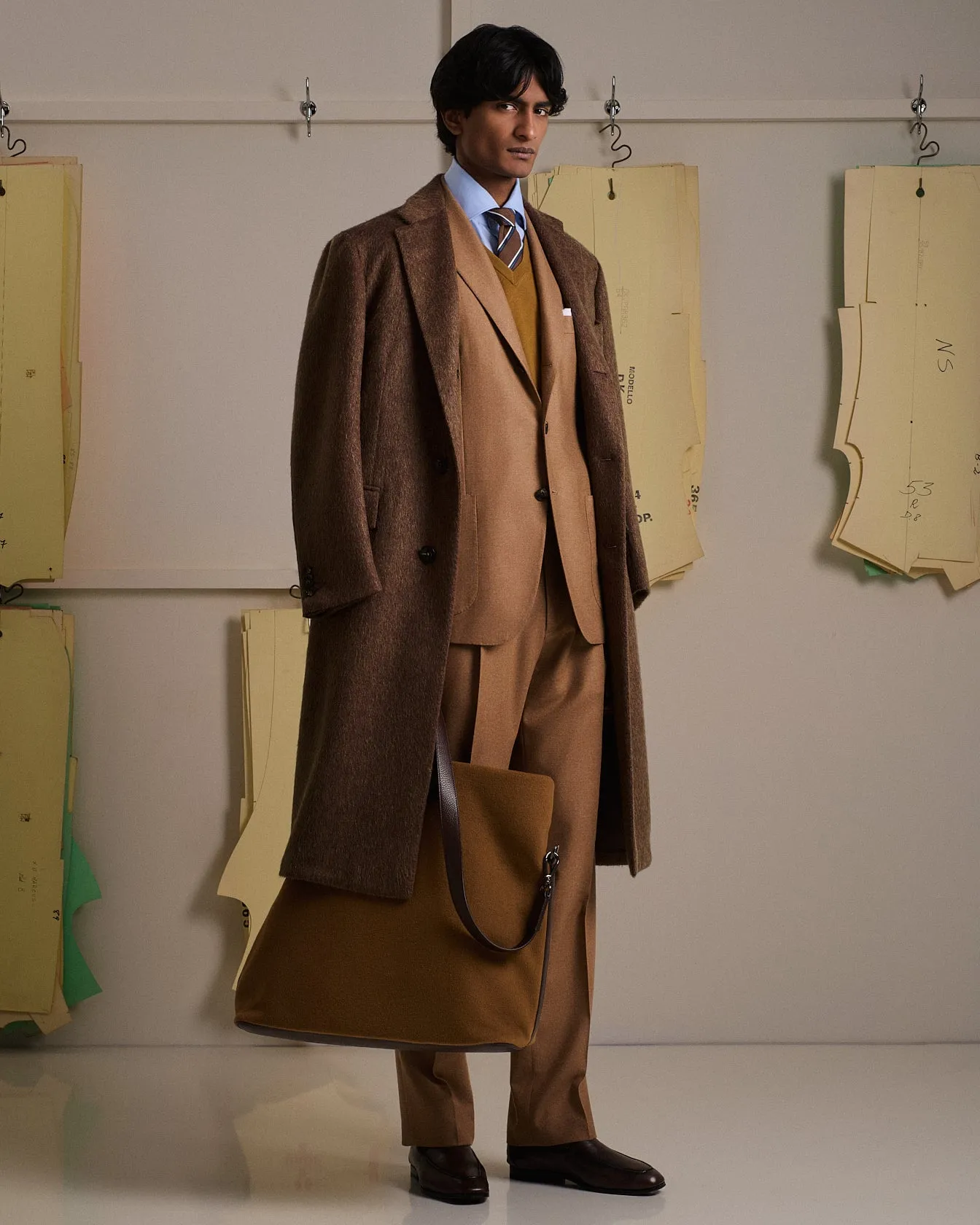 BEIGE CASHMERE-MOHAIR LONG OVERCOAT sold by Kiton product image thumbnail 4