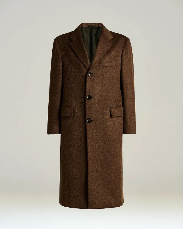 BEIGE CASHMERE-MOHAIR LONG OVERCOAT made by Kiton