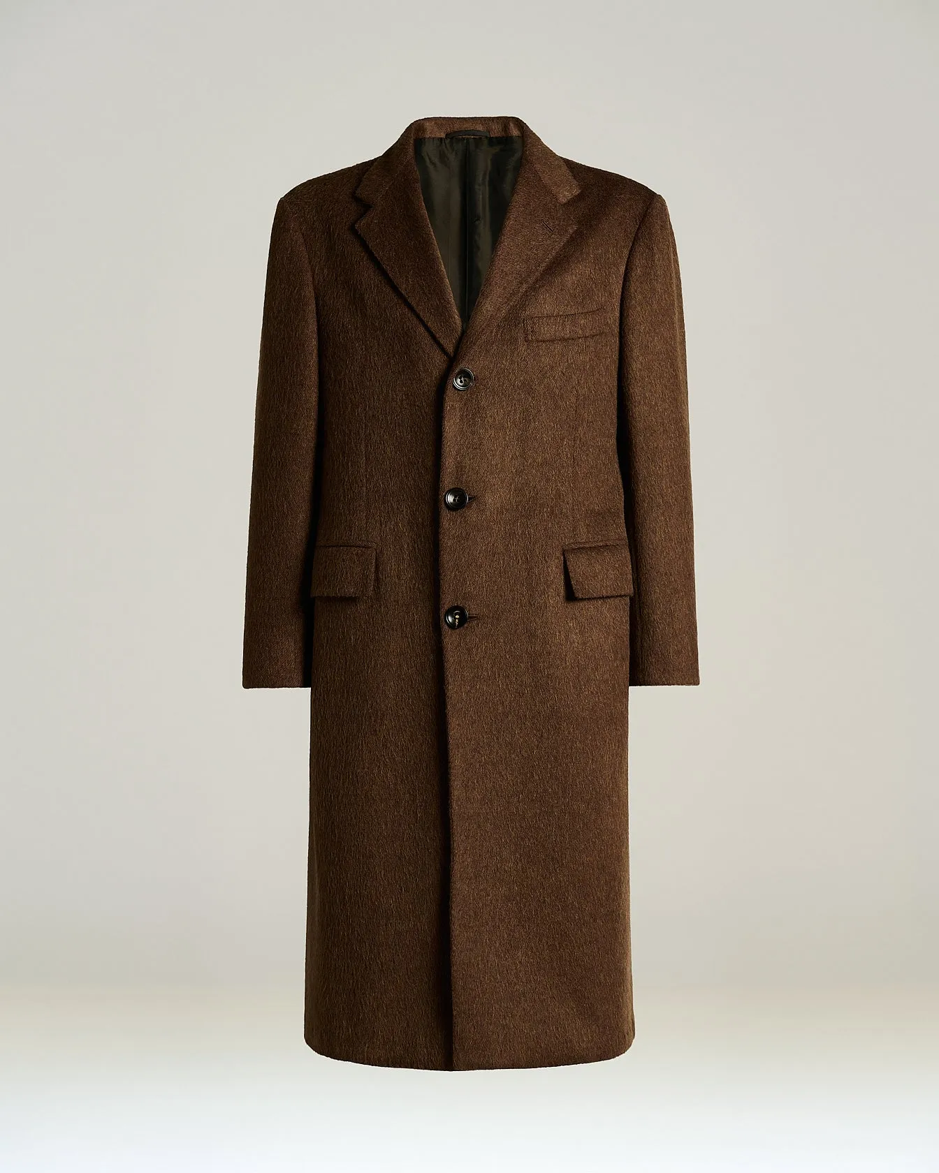 BEIGE CASHMERE-MOHAIR LONG OVERCOAT sold by Kiton