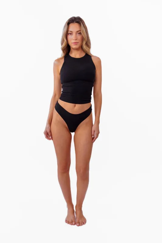 Onyx Black High Neck Tank made by Kittenish