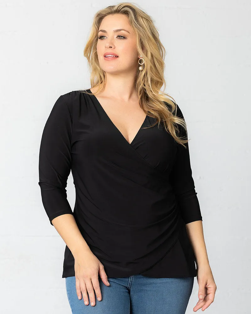 Femme Fatale Faux Wrap Top sold by Kiyonna