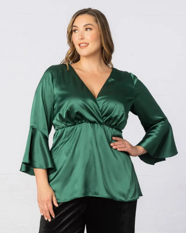 Honey Satin Bell Sleeve Top - Sale! sold by Kiyonna