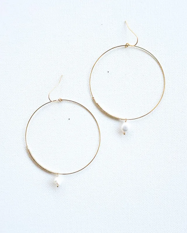 Pearl Hoop Earrings sold by Kiyonna