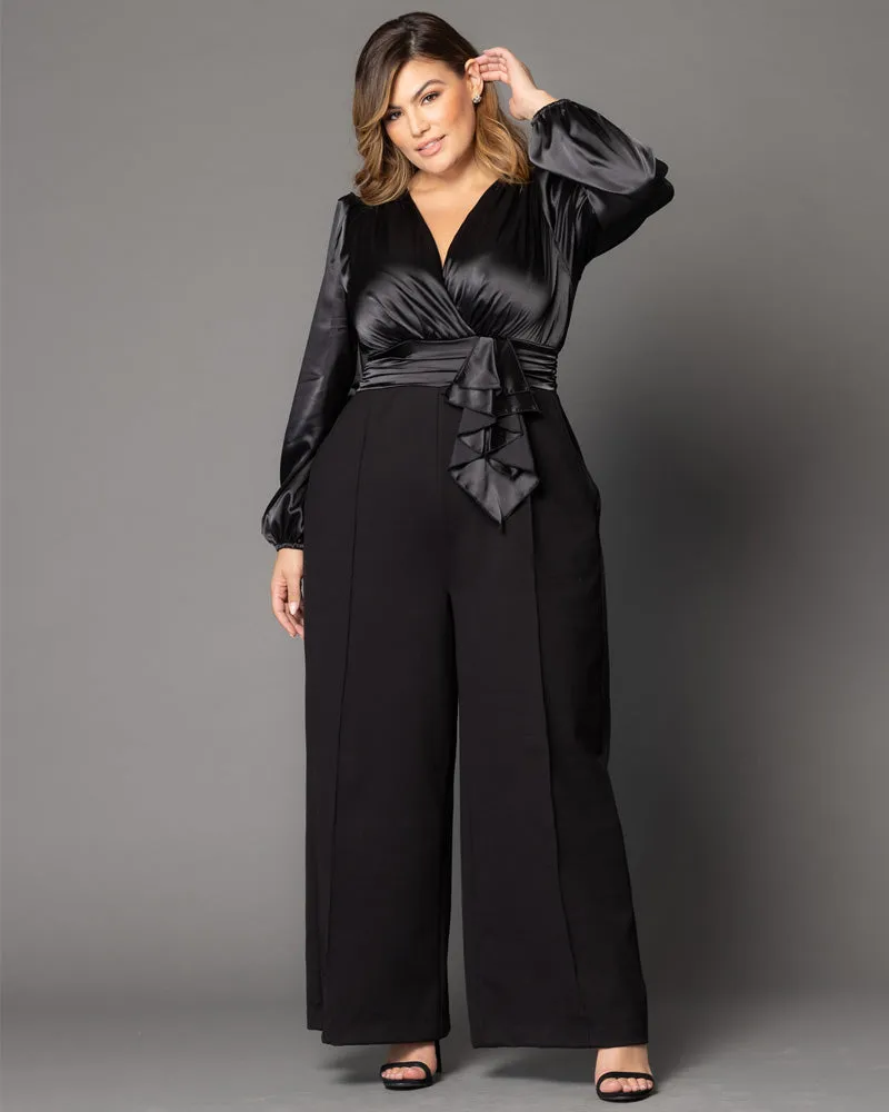 Refined Satin Jumpsuit sold by Kiyonna