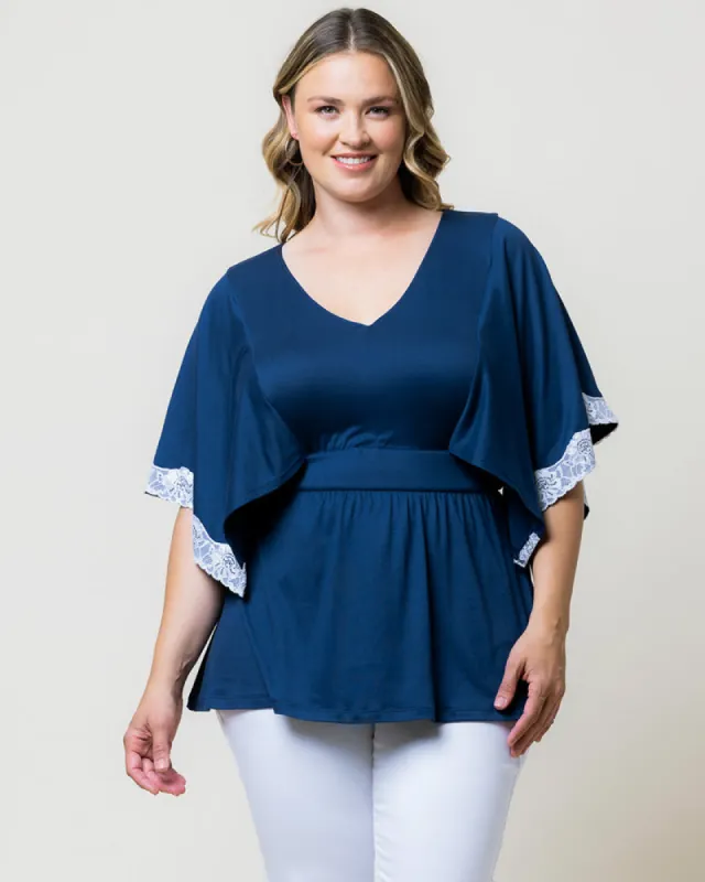Sarah Lace Trim V-Neck Top - Sale! made by Kiyonna