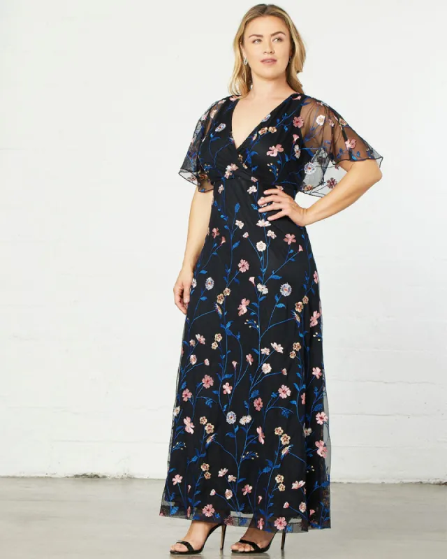 Embroidered Elegance Evening Gown - Sale! sold by Kiyonna