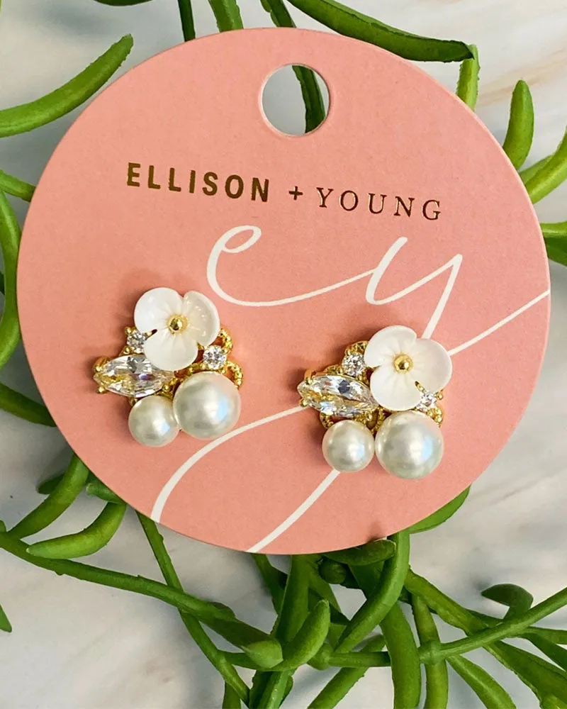 Mini Flower Jeweled Stud Earrings sold by Kiyonna product image thumbnail 3