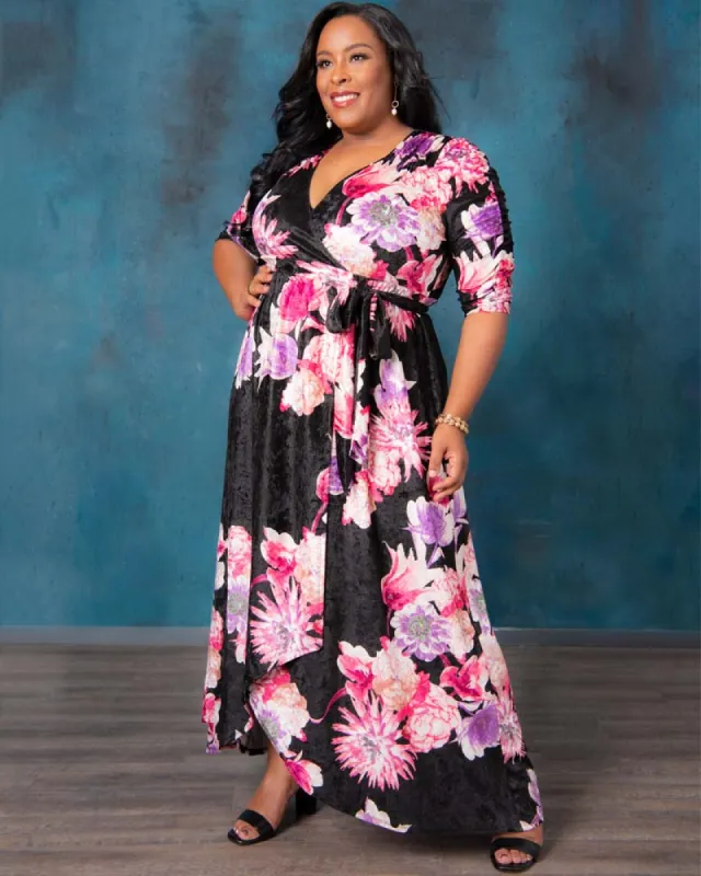 Cara Velvet Wrap Gown - Sale! sold by Kiyonna