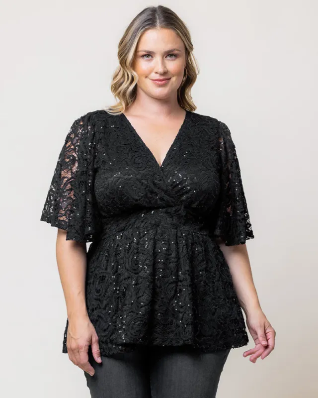Stardust Sequin Lace Top - Sale! sold by Kiyonna