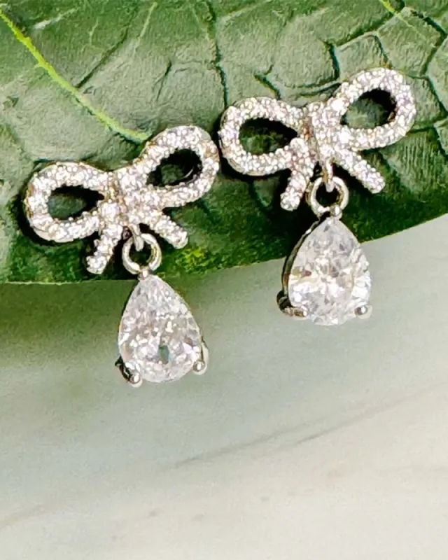 Glittering Bow Teardrop Earrings made by Kiyonna
