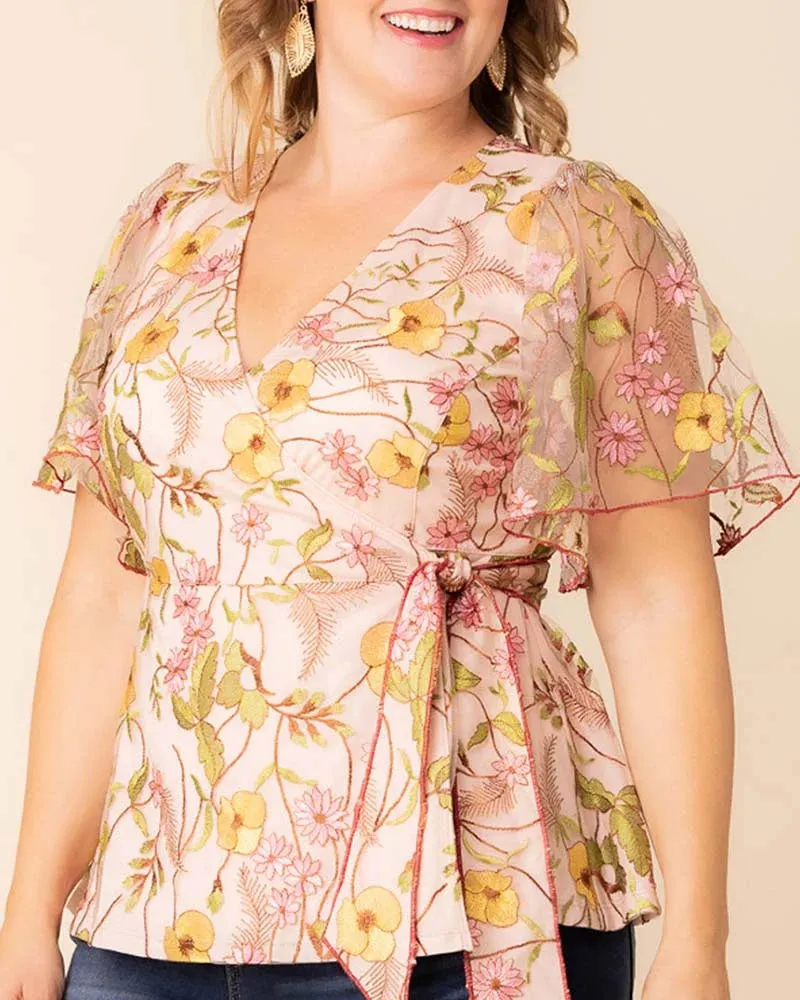 Rosalie Embroidered Wrap Top sold by Kiyonna product image thumbnail 4