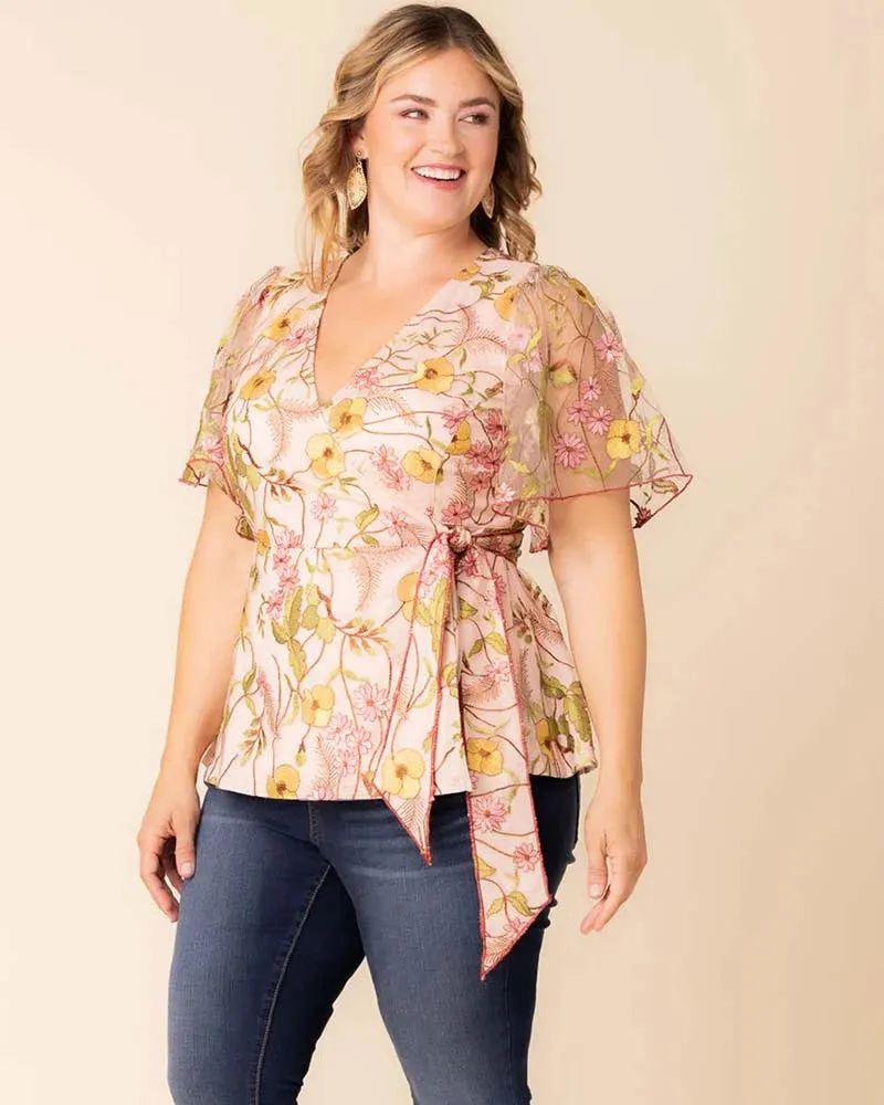Rosalie Embroidered Wrap Top sold by Kiyonna product image thumbnail 2
