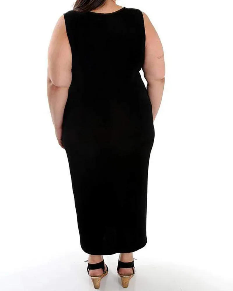 Classic Silky Sleeveless Maxi Tank Dress by Vikki Vi sold by Kiyonna product image thumbnail 4