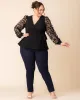 Scattered Petals Long Sleeve Wrap Top sold by Kiyonna
