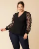 Scattered Petals Long Sleeve Wrap Top sold by Kiyonna