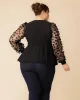 Scattered Petals Long Sleeve Wrap Top sold by Kiyonna