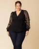 Scattered Petals Long Sleeve Wrap Top sold by Kiyonna